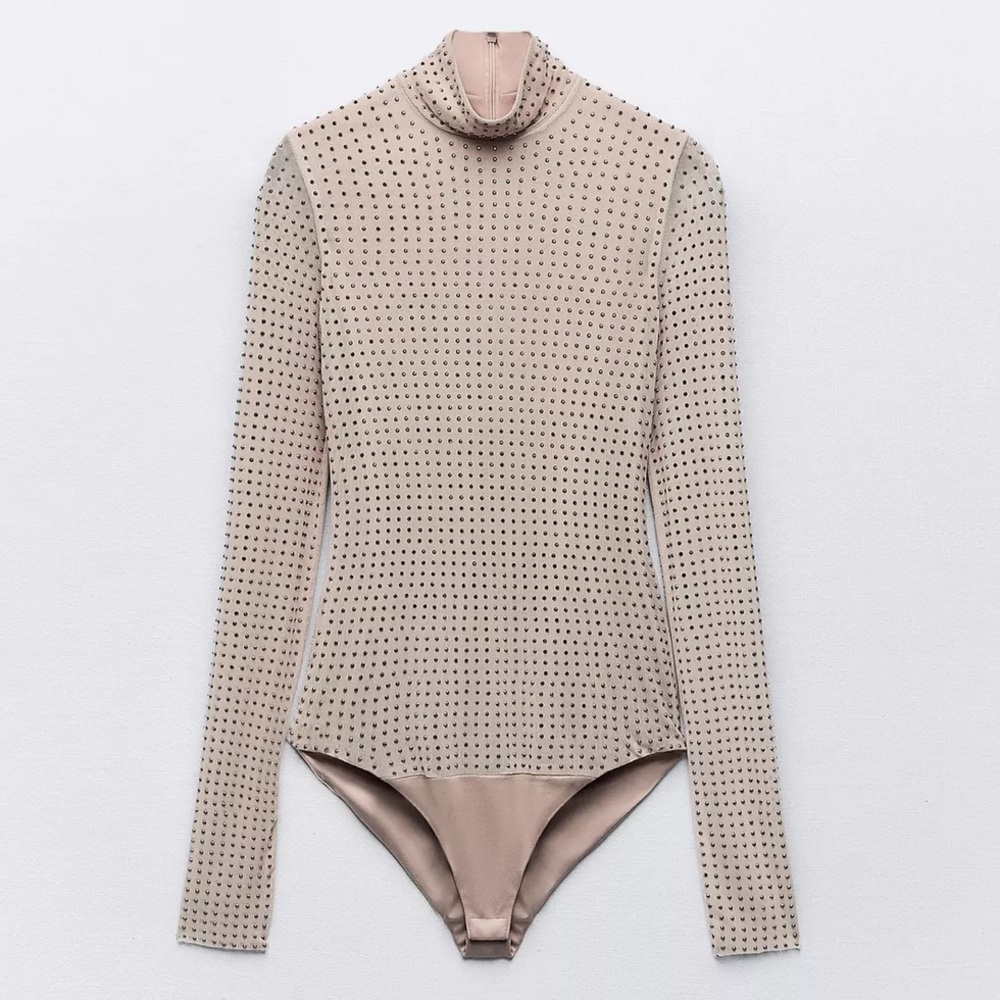Zara Rhinestone Sequin Bodysuitt Sz Small